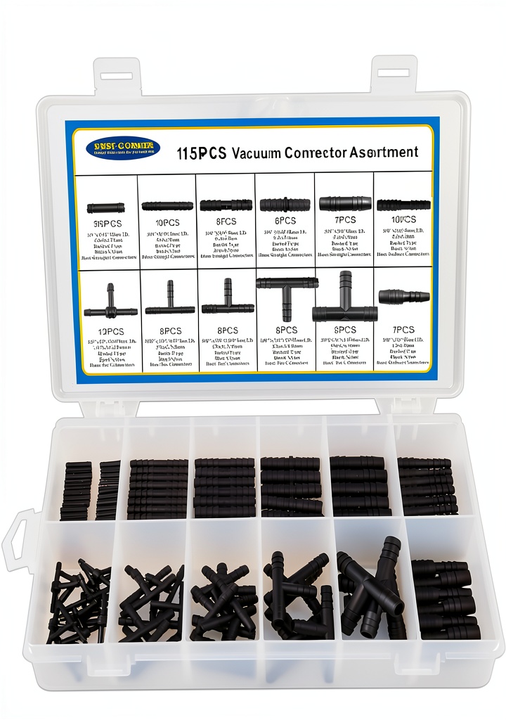 Nylon 66 vacuum connectors in a transparent box