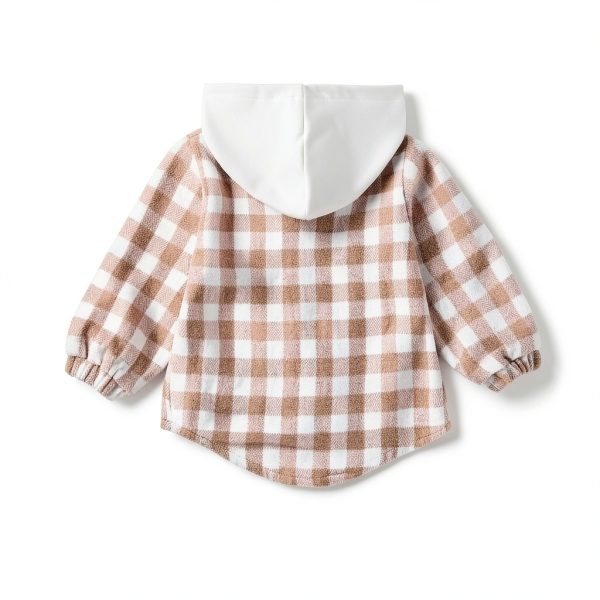 Douhoow Baby Jacket Plaid Outerwear with Removable Hood for 6-12-3