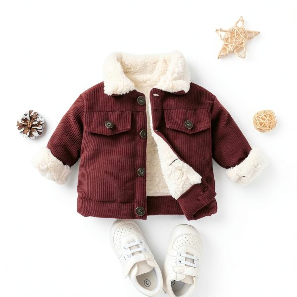 Corduroy Sherpa Jacket for Baby Boys by Noubeau Warm Vintage Style-2