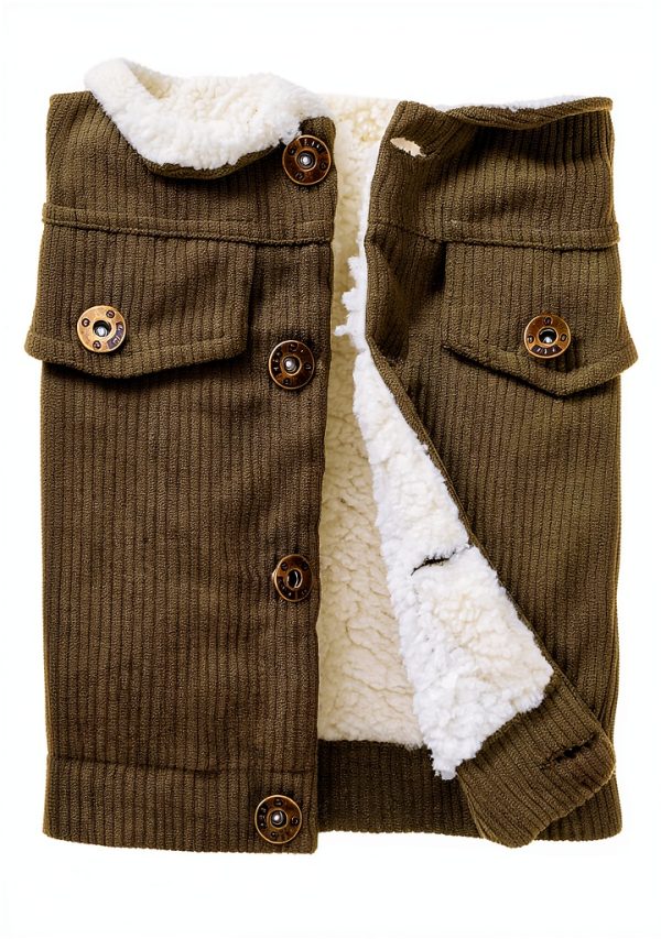 Noubeau Baby Boys Corduroy Sherpa Jacket Warm Turn Down Collar 2-3T-5