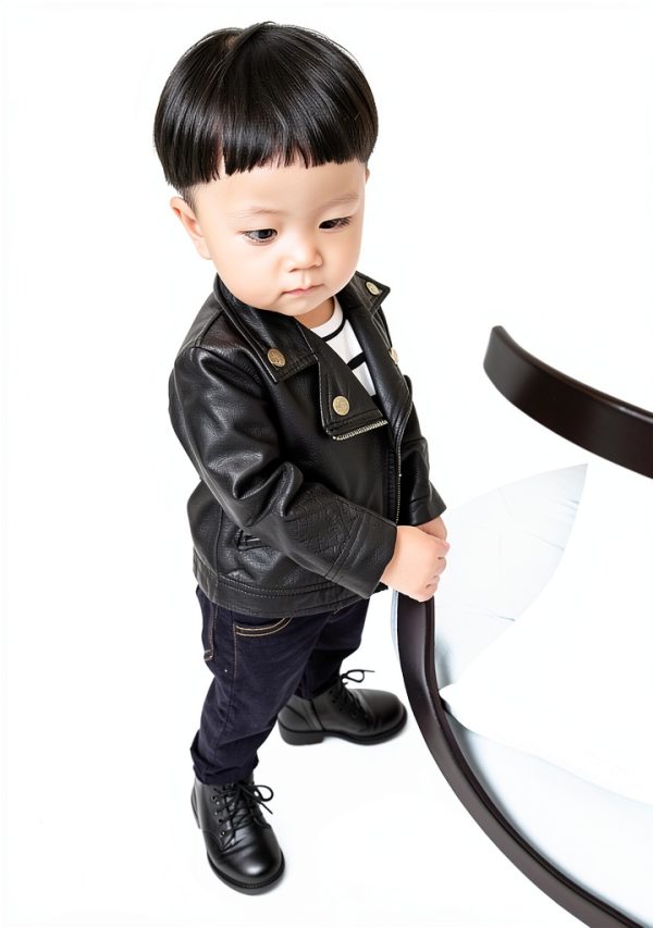 UNIQUEONE Baby Faux Leather Jacket Black 6-12M to 3T Slim Fit-2