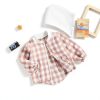 Douhoow Baby Jacket Plaid Outerwear with Removable Hood for 6-12-2