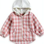 Douhoow Baby Jacket Plaid Outerwear with Removable Hood for 6-12-0