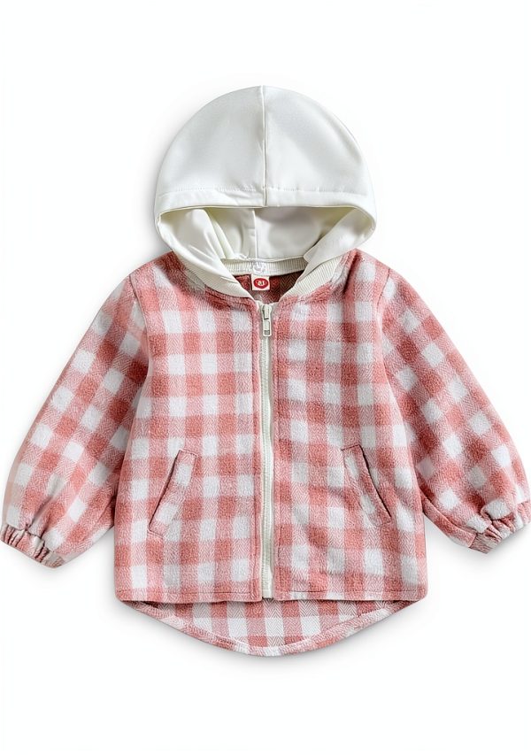 Douhoow Baby Jacket Plaid Outerwear with Removable Hood for 6-12-0