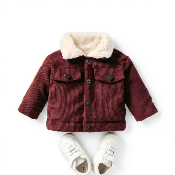 Noubeau Baby Boys Corduroy Sherpa Jacket LZY0154 Solid Color 2-3T-1