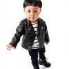 UNIQUEONE Baby Faux Leather Jacket Black 6-12M to 3T Slim Fit-1