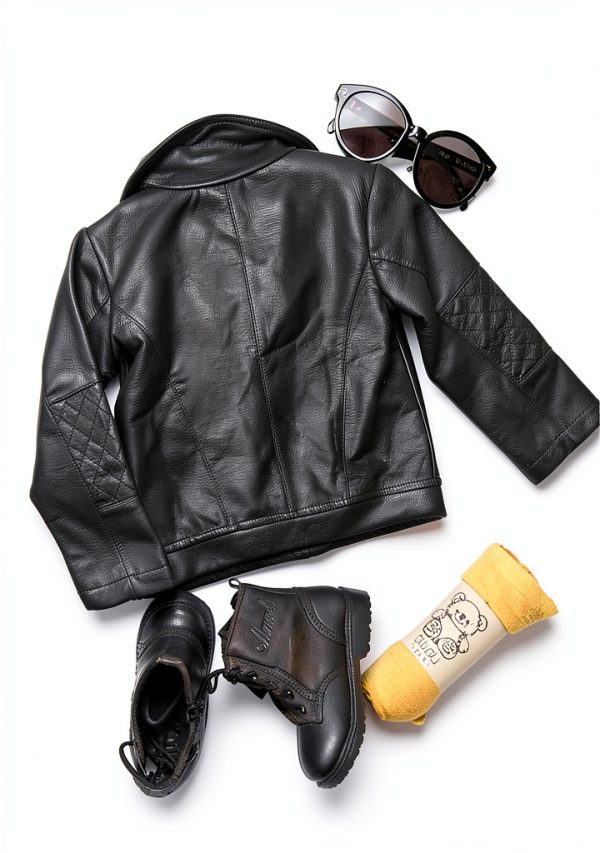 UNIQUEONE Baby Faux Leather Jacket Black 6-12M to 3T Slim Fit-3
