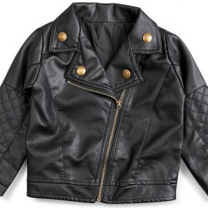 UNIQUEONE Baby Faux Leather Jacket Black 6-12M to 3T Slim Fit-0