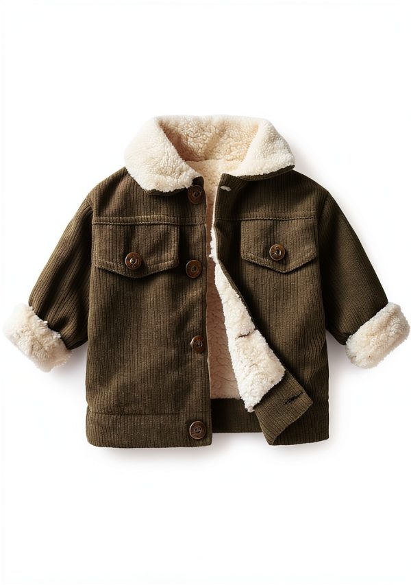 Noubeau Baby Boys Corduroy Sherpa Jacket Model LZY0154 2-3T Bronze-1