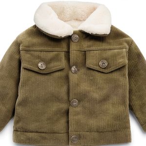 Noubeau Baby Boys Corduroy Sherpa Jacket Warm Turn Down Collar 2-3T-0
