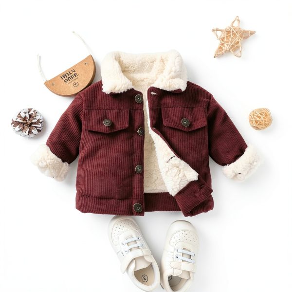 Noubeau Baby Boys Corduroy Sherpa Jacket LZY0154 Solid Color 2-3T-2