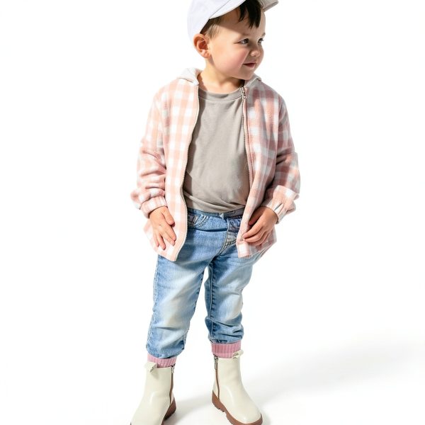 Douhoow Baby Jacket Plaid Outerwear with Removable Hood for 6-12-7